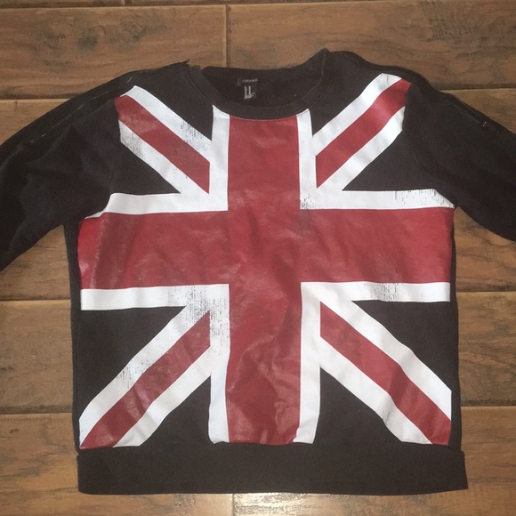 Forever 21 Distressed British Punk Sweatshirt - Picture 1 of 4